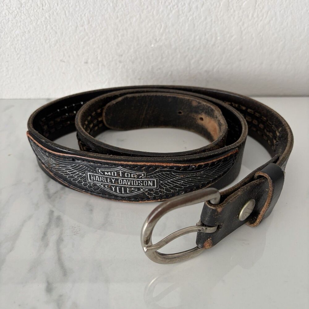 Vintage Harley Davidson Men’s Weave Belt Size 38 Distressed